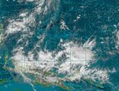 Storms in the South Pacific in the Visible Channel, from MTSAT